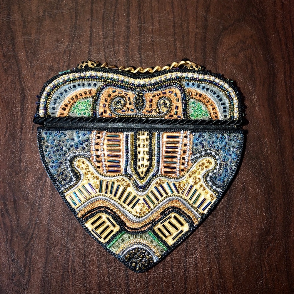 Vintage Mary Frances Heart Shaped Beaded crossbody purse